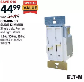 Lowe's Eaton combined slide dimmer offer