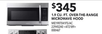 Lowe's Samsung 1.9 cu. ft. over-the-range microwave hood offer