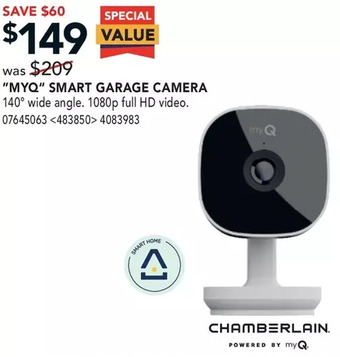 Lowe's Chamberlain "myq" smart garage camera offer
