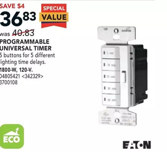 Lowe's Eaton programmable universal timer offer