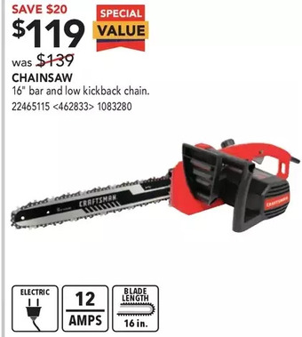 Lowe's Craftsman chainsaw offer