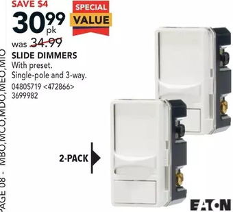 Lowe's Eaton slide dimmers offer