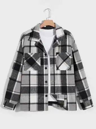SheIn Shein men plaid dual pocket drop shoulder overalls without tee offer
