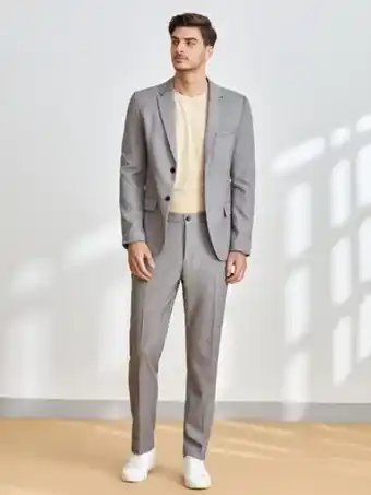 SheIn Shein men 1pc solid lapel neck blazer offer