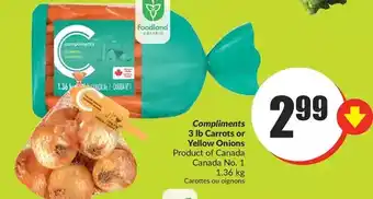 FreshCo Compliments 3 lb carrots or yellow onions offer