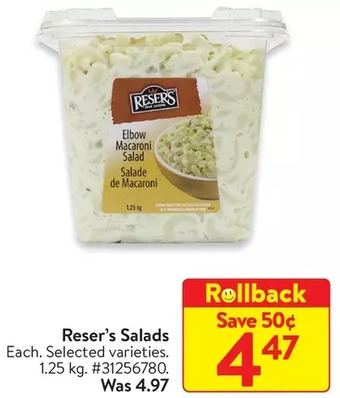 Walmart Reser's salads offer