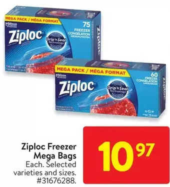 Walmart Ziploc freezer mega bags offer