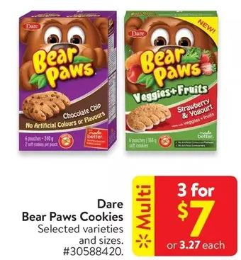 Walmart Dare bear paws cookies offer