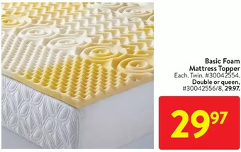 Walmart Basic foam mattress topper offer