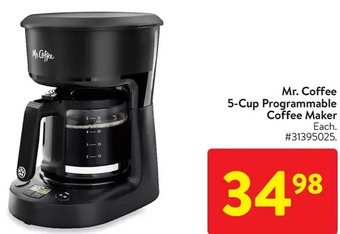 Walmart Mr. coffee 5-cup programmable coffee maker offer