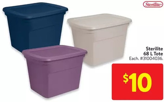 Walmart Sterilite 68 l tote offer