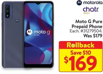 Walmart Moto g pure prepaid phone offer
