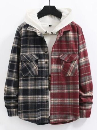 SheIn Men plaid flap pocket coat without hoodie offer