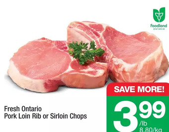 Highland Farms Fresh ontario pork loin rib or sirloin chops offer
