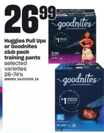 Loblaws Huggies pull ups or goodnites club pack training pants offer