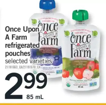 Fortinos Once upon a farm refrigerated pouches offer