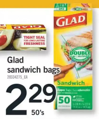 Fortinos Glad sandwich bags offer