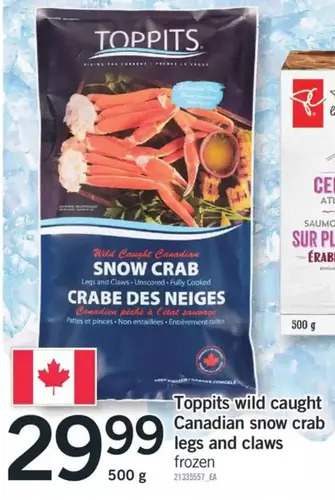 Fortinos Toppits wild caught canadian snow crab legs and claws offer