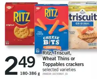 Fortinos Ritz, triscuit, wheat thins or toppables crackers offer