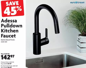 Home Hardware Adessa pulldown kitchen faucet matte black finish | chrome | brushed nickel offer