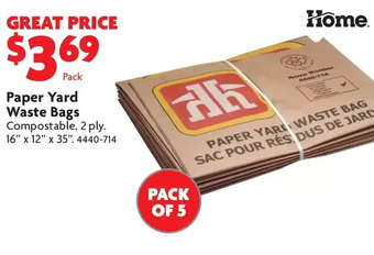 Home Hardware Paper yard waste bags offer