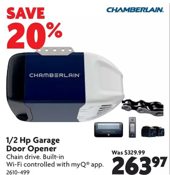 Home Hardware 1/2 hp garage door opener offer
