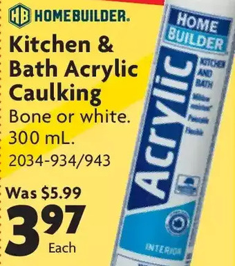 Home Hardware Kitchen & bath acrylic caulking offer