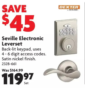 Home Hardware Seville electronic leverset offer