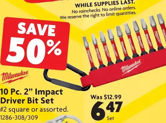 Home Hardware 10 pc. 2" impact driver bit set offer