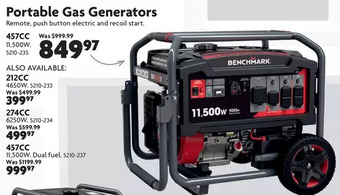 Home Hardware 457cc portable gas generator | 212cc | 274cc | 457cc dual fuel offer