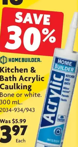 Home Hardware Kitchen & bath acrylic caulking offer