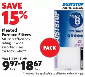 Home Hardware Pleated furnace filters offer