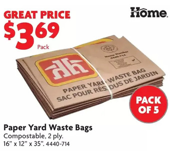 Home Hardware Paper yard waste bags offer