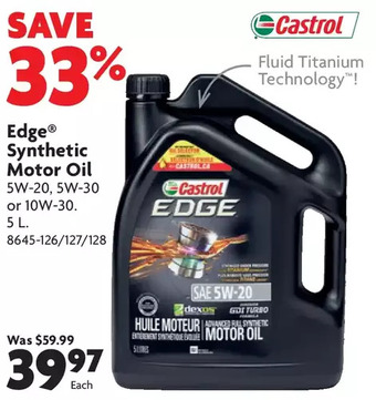 Home Hardware Edge synthetic motor oil offer