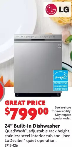 Home Hardware 24" built-in dishwasher offer