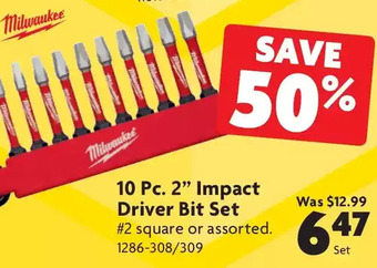 Home Hardware 10 pc. 2" impact driver bit set offer