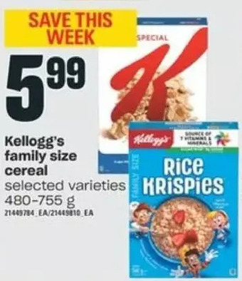 Valu-mart Kellogg's family size cereal offer