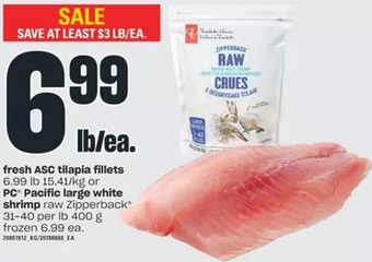 Independent Grocer Fresh asc tilapia fillets or pc pacific large white shrimp offer