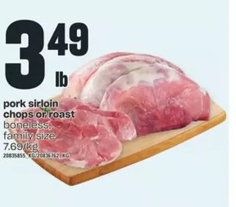 Independent Grocer Pork sirloin chops or roast offer