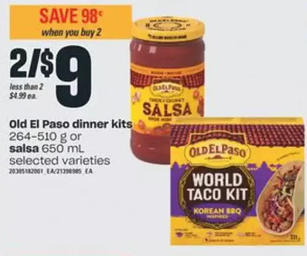 Independent Grocer Old el paso dinner kits or salsa offer