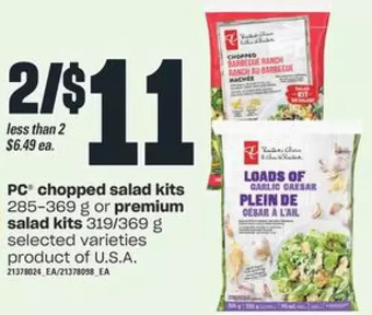 Independent Grocer Pc chopped salad kits or premium salad kits offer