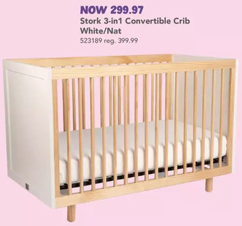 Babies 'R' Us Stork 3 in 1 convertible crib - white/natural - r exclusive offer