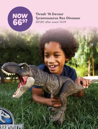Toys R us Jurassic world thrash 'n devour tyrannosaurus rex figure offer