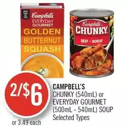 Shoppers Drug Mart Campbell's chunky or everyday gourmet soup offer
