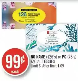 Shoppers Drug Mart No name or pc facial tissues offer