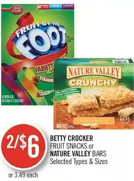 Shoppers Drug Mart Betty crocker fruit snacks or nature valley bars offer