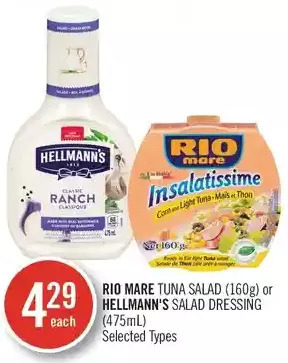 Shoppers Drug Mart Rio mare tuna salad or hellmann's salad dressing offer