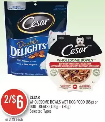 Shoppers Drug Mart Cesar wholesome bowls wet dog food or dog treats offer