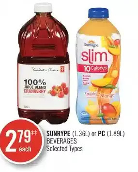 Shoppers Drug Mart Sunrype or pc beverages offer