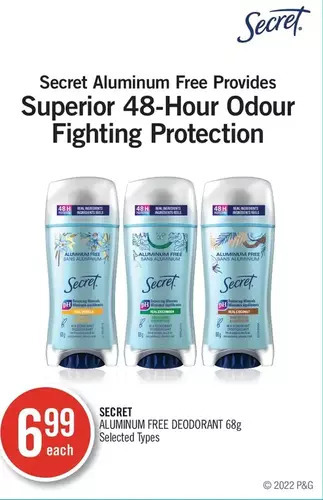 Shoppers Drug Mart Secret aluminum free deodorant offer